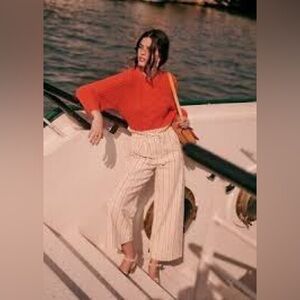 Sezane Jacques Trousers Natural Rayure FR 40 US 8